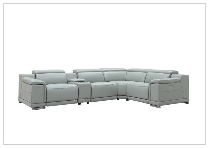 Gio Italia Hartley Power Motion Leather Sectional Sofa with Storage in Light Gray - jennihome