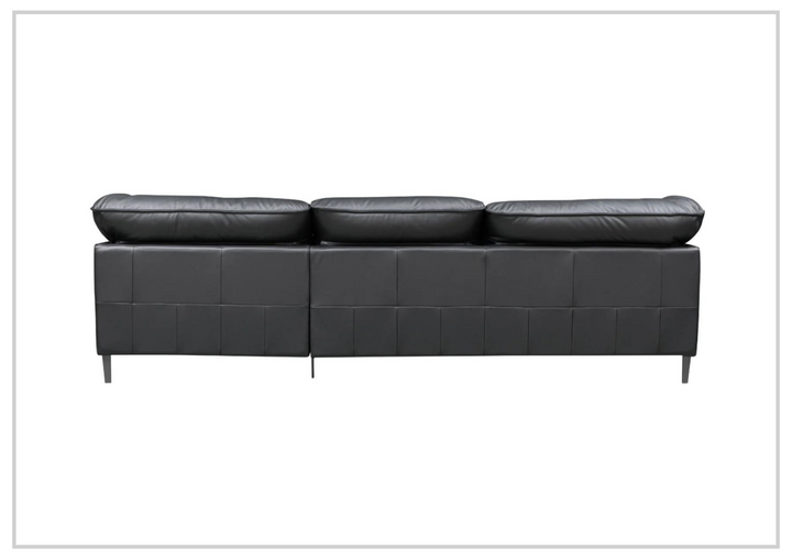 Klaussner Dolce Black Leather 3-Seater Stationary Sofa-Jennihome