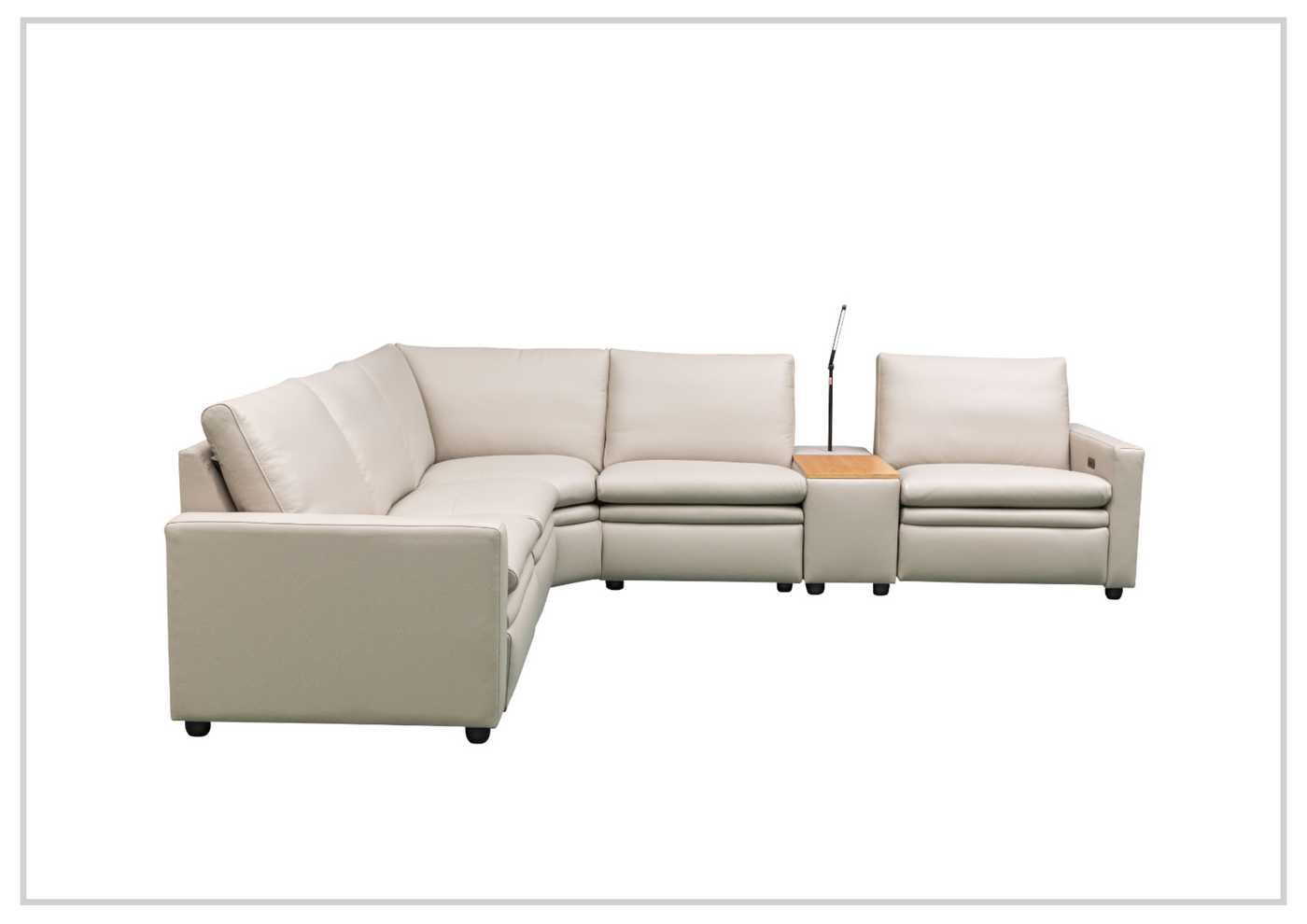 Klaussner Roma 6-Piece Leather Power Reclining Sectional Sofa in Beige-Jennihome