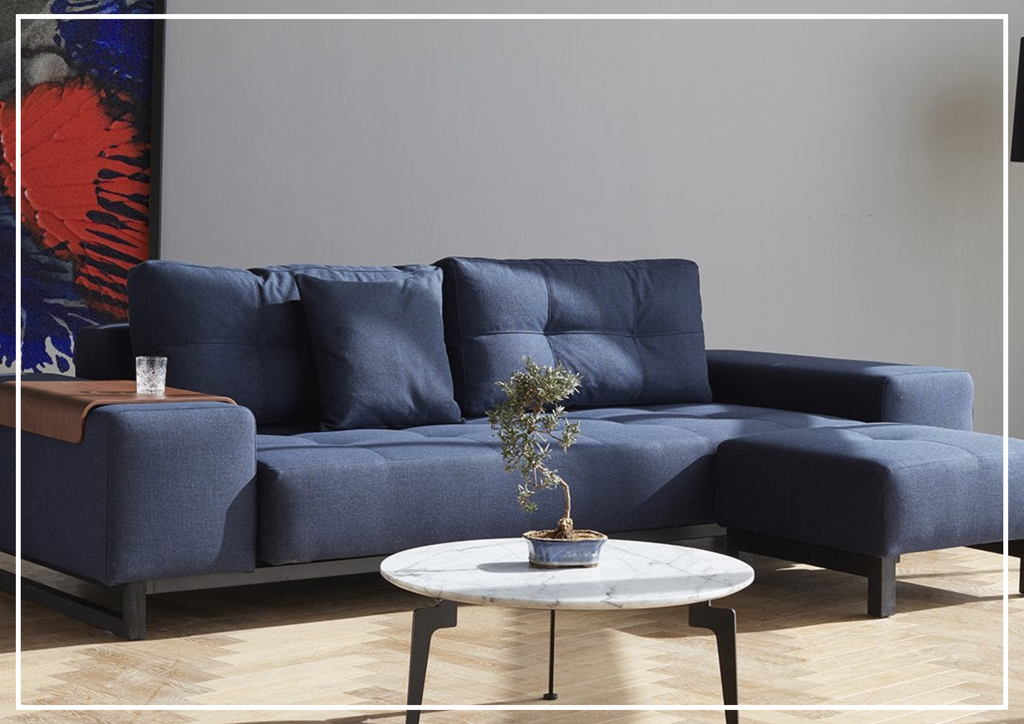 Innovation Living Grand DEL 2-Seater Fabric Sleeper Sofa with Ottoman-Jennihome