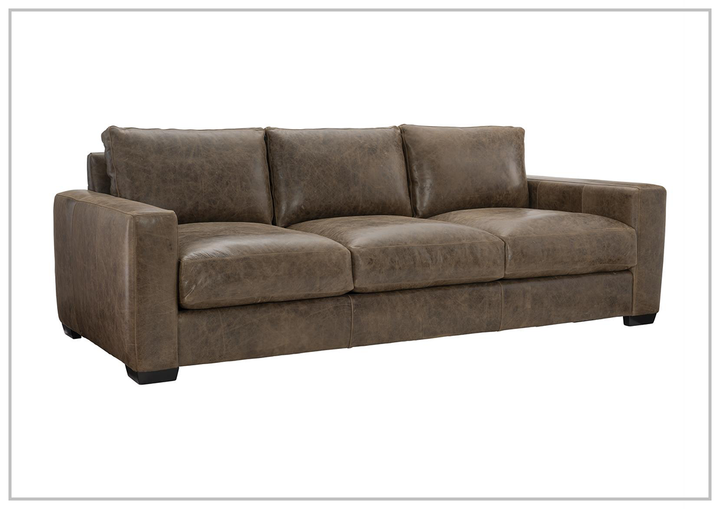 Bernhardt Dawkins Leather Sofa with Walnut Finish- Jennihome