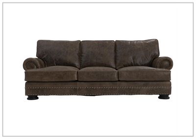 Bernhardt Foster Dark Brown Leather Sofa with Rolled Arms