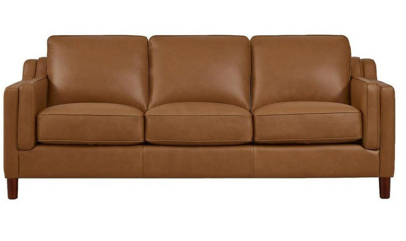 Hydeline Bella 3-Seater Stationary Leather Sofa with Track Arms