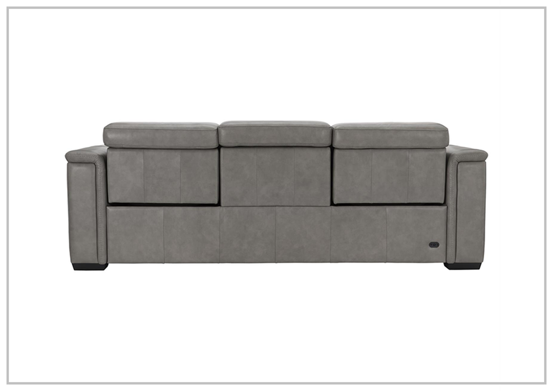 Bernhardt Lioni Gray Leather Power Motion Sofa in Mocha Finish