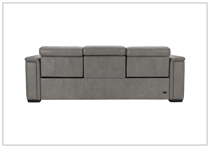 Bernhardt Lioni Gray Leather Power Motion Sofa in Mocha Finish