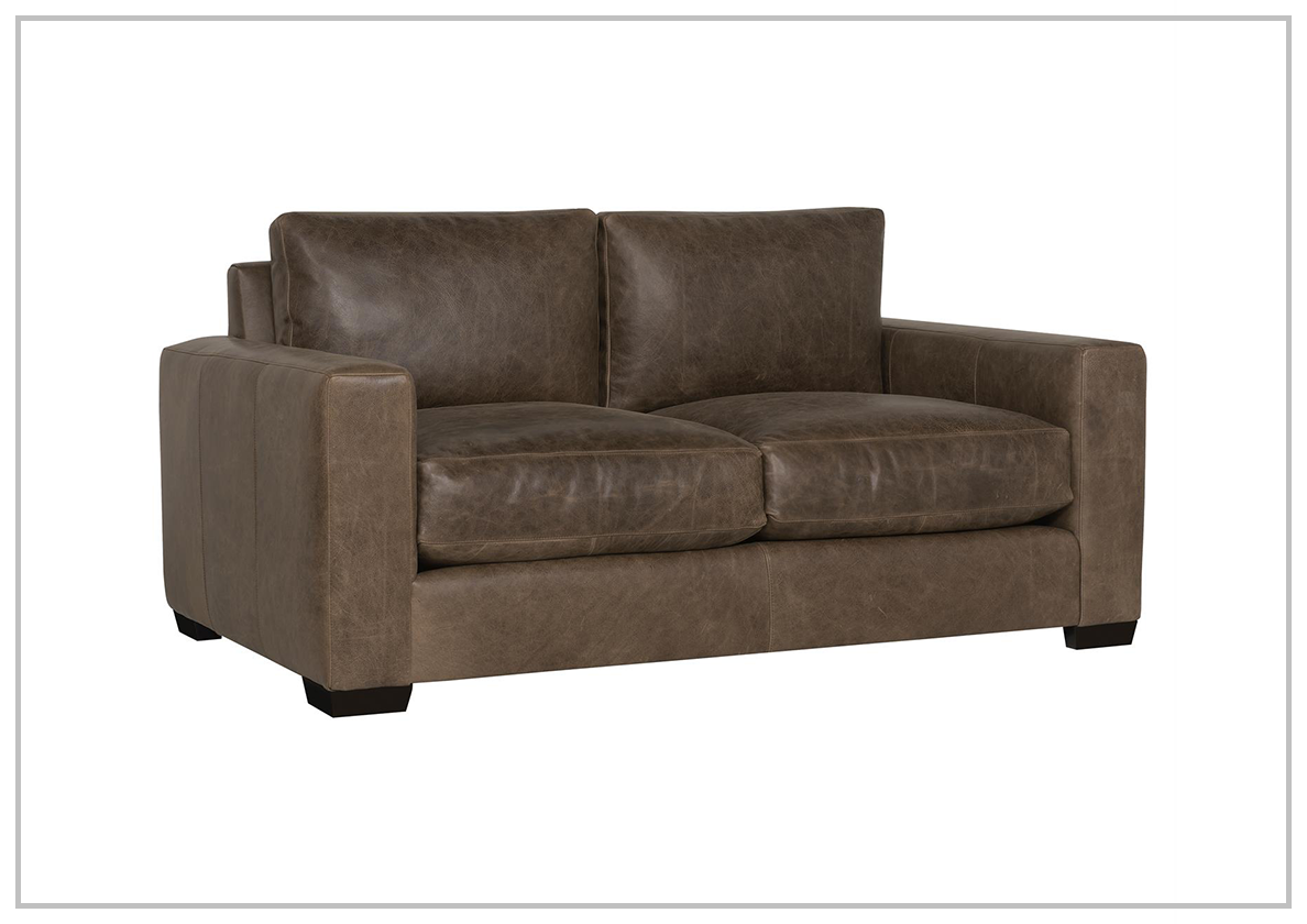 Bernhardt Dawkins Leather Loveseat with Walnut Finish- sofabed