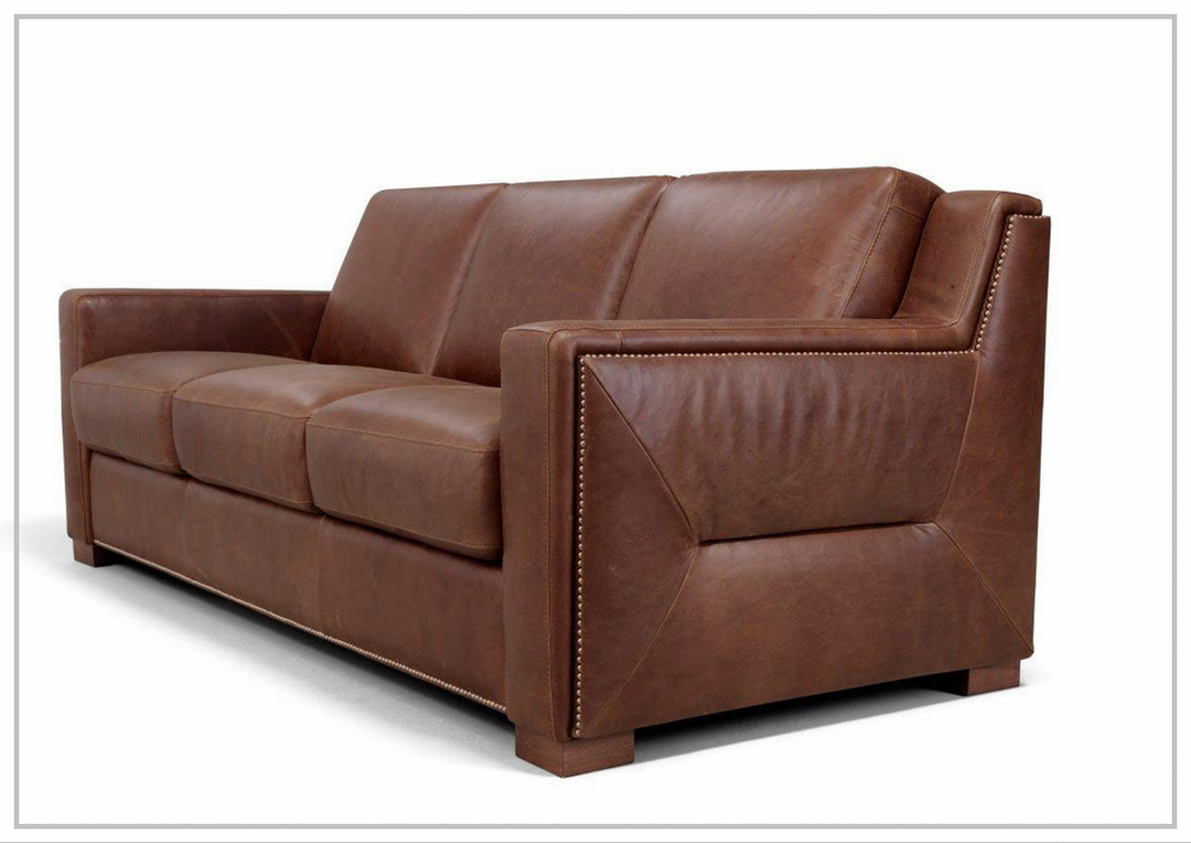 Kathy Ireland Alaves Brown Leather Queen Sleeper Sofa