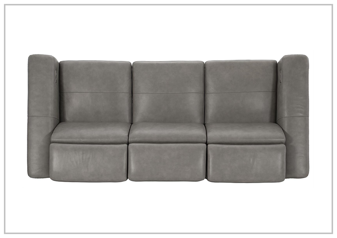 Bernhardt Lioni Gray Leather Power Motion Sofa in Mocha Finish