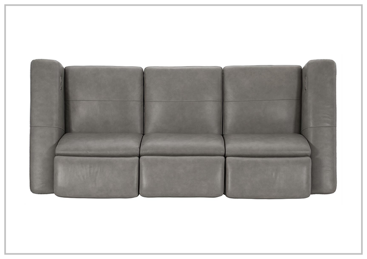 Bernhardt Lioni Gray Leather Power Motion Sofa in Mocha Finish