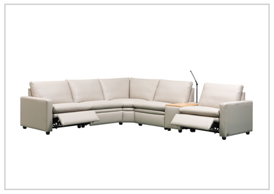 Klaussner Roma 6-Piece Leather Power Reclining Sectional Sofa in Beige