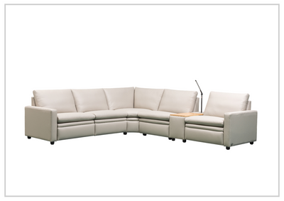 Klaussner Roma 6-Piece Leather Power Reclining Sectional Sofa in Beige