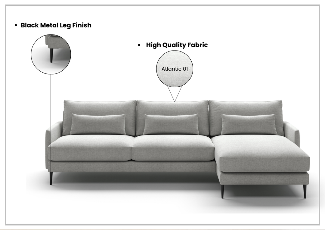 Luonto Liam Fabric Sofa Sectional With Reversible Chaise In Gray-Jennihome