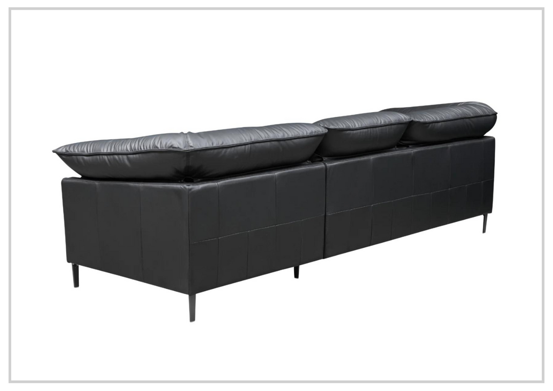 Klaussner Dolce Black Leather 3-Seater Stationary Sofa-Jennihome