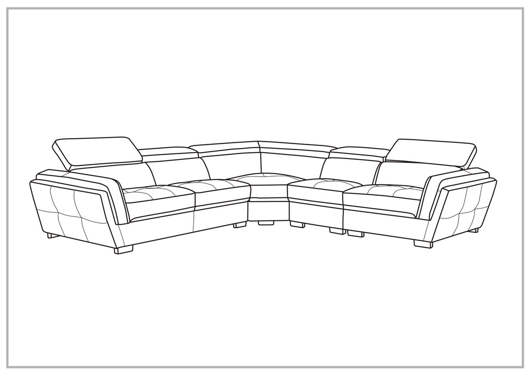 Gio Italia Home Adley Leather Sectional Sofa with Adjustable Headrests