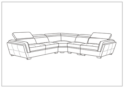 Gio Italia Home Adley Leather Sectional Sofa with Adjustable Headrests