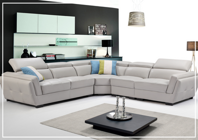 Adley L-shaped Leather Sectional with Adjustable Headrests