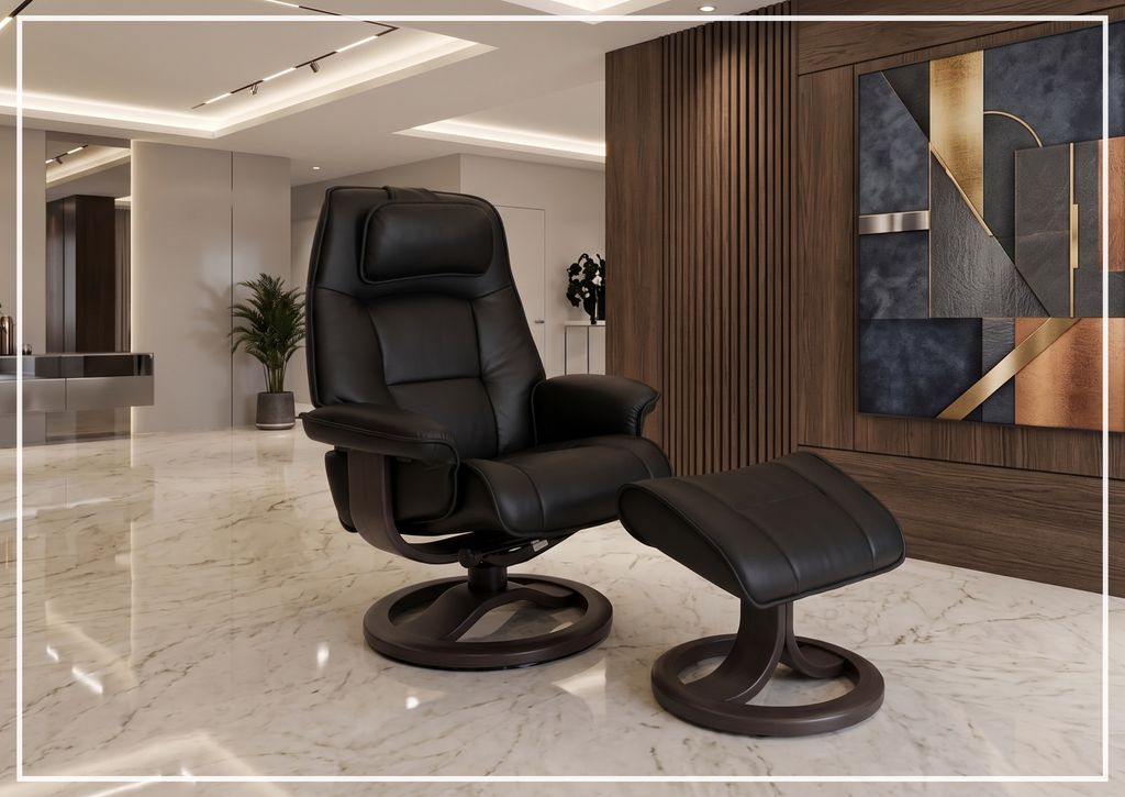Admiral R Recliner Chair | Foot Stool | Swivel Base | Fjords