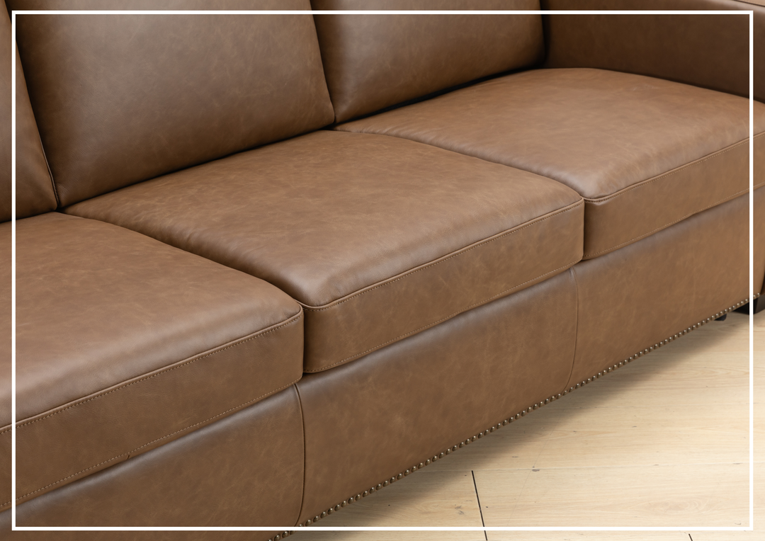 Alaves Queen Sleeper Sofa | 3-Seater | Brown Leather | Kathy Ireland-Jennihome