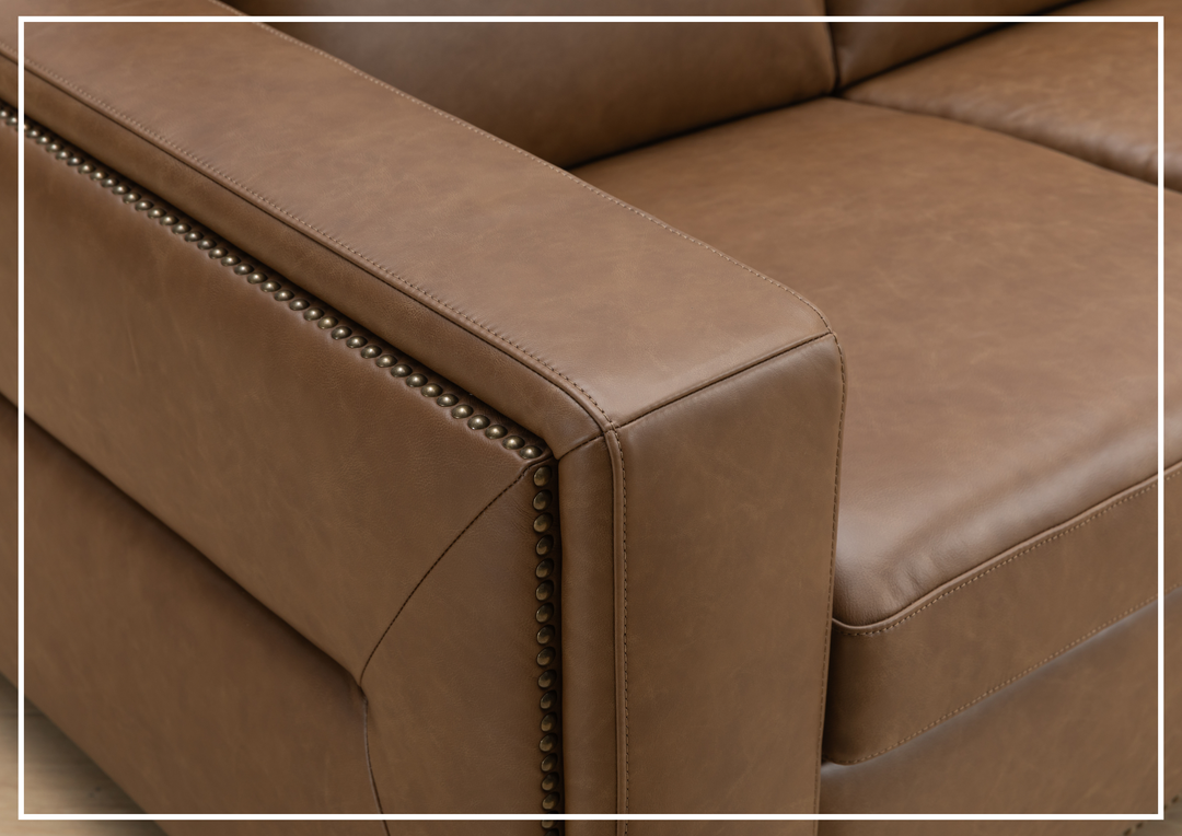 Alaves Queen Sleeper Sofa | 3-Seater | Brown Leather | Kathy Ireland-Jennihome