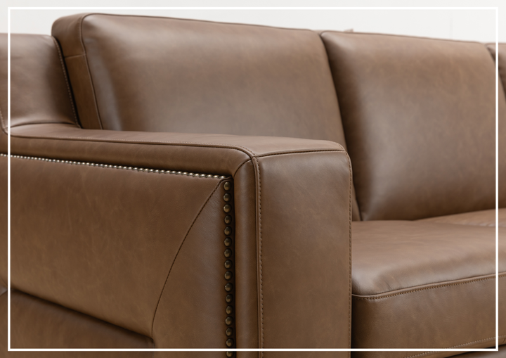 Alaves Queen Sleeper Sofa | 3-Seater | Brown Leather | Kathy Ireland-Jennihome