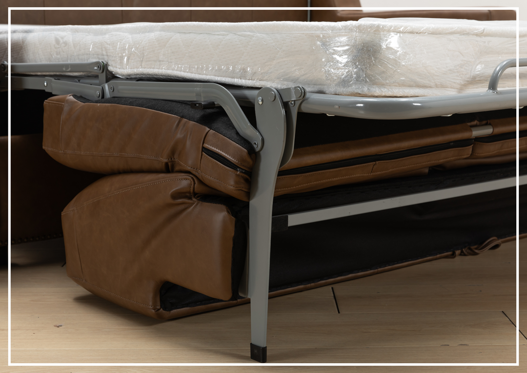 Alaves Queen Sleeper Sofa | 3-Seater | Brown Leather | Kathy Ireland-Jennihome