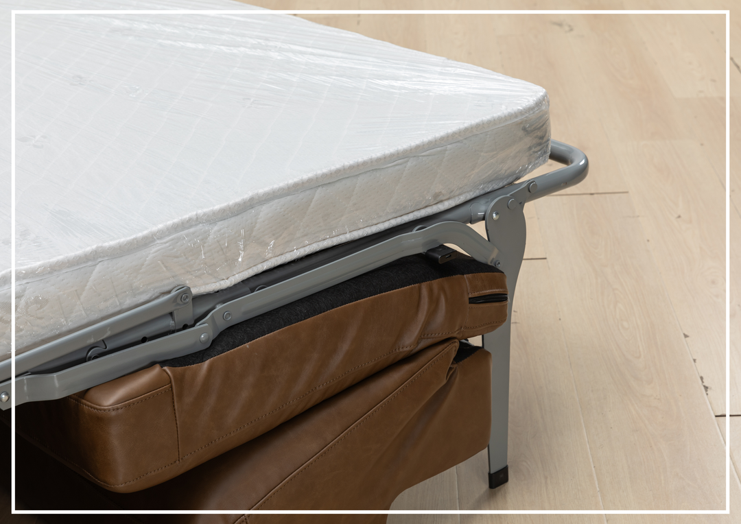 Alaves Queen Sleeper Sofa | 3-Seater | Brown Leather | Kathy Ireland