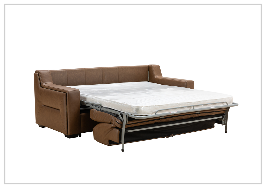 Alaves Queen Sleeper Sofa | 3-Seater | Brown Leather | Kathy Ireland-Jennihome