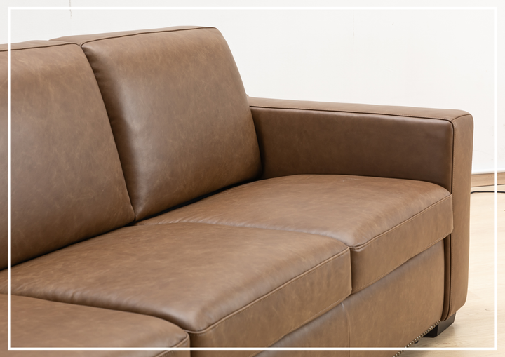 Alaves Queen Sleeper Sofa | 3-Seater | Brown Leather | Kathy Ireland