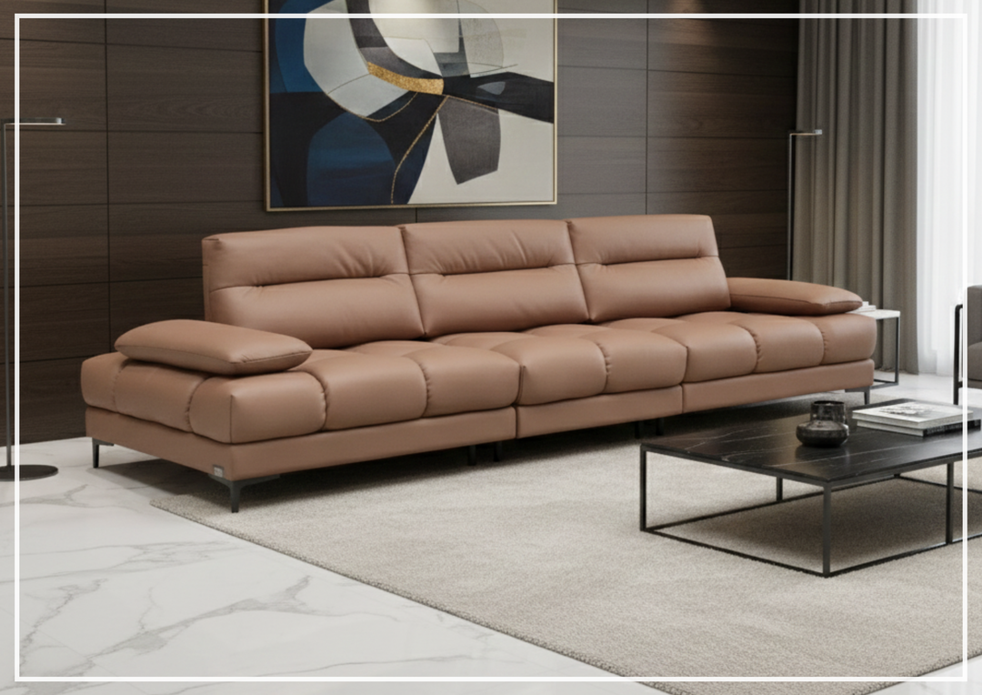 Altavion Leather Stationary Sofa | S-Spring Seat Construction | Klaussner