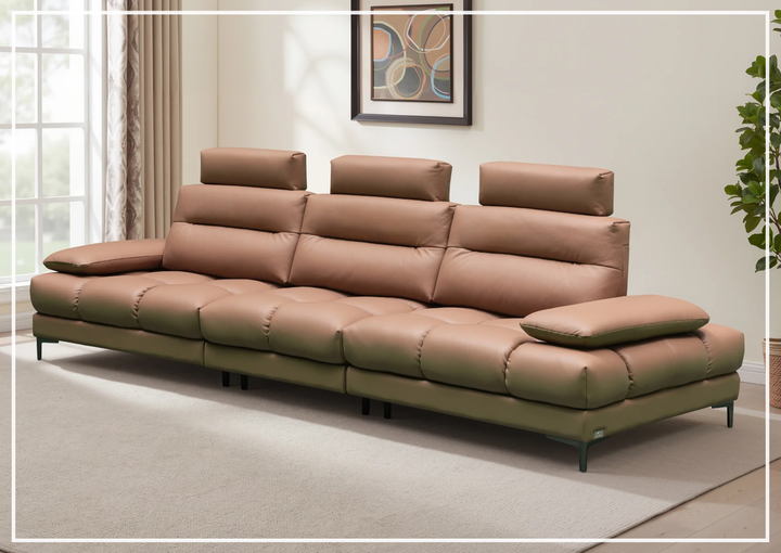 Altavion Leather Stationary Sofa | S-Spring Seat Construction | Klaussner