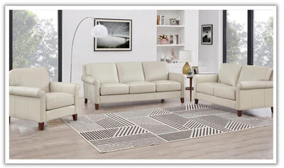 Laguna 3-Seater Leather Sofa with Elegant Rolled Arms