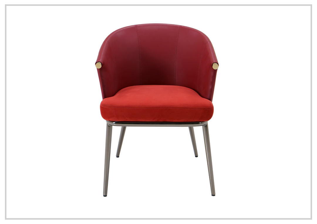 Autentico Red Dining Chair | Leather-Framed Fabric Seating | Metal Frame | Klaussner