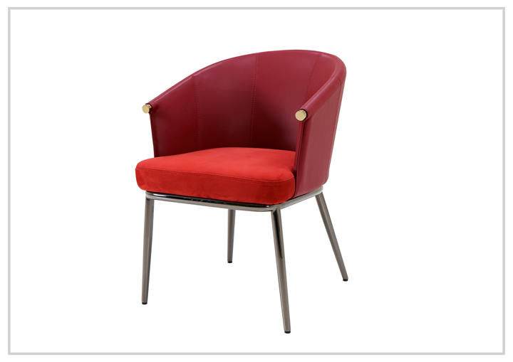 Autentico Red Dining Chair | Leather-Framed Fabric Seating | Metal Frame | Klaussner