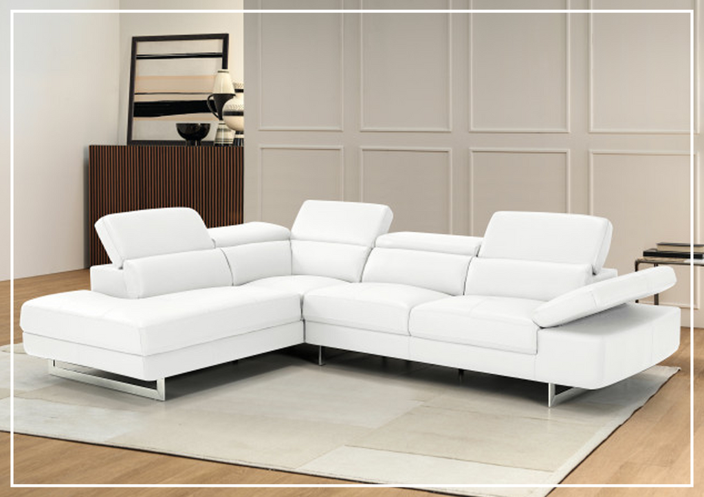Barts Leather Sectional Sofa L-Shaped Motion Headrests