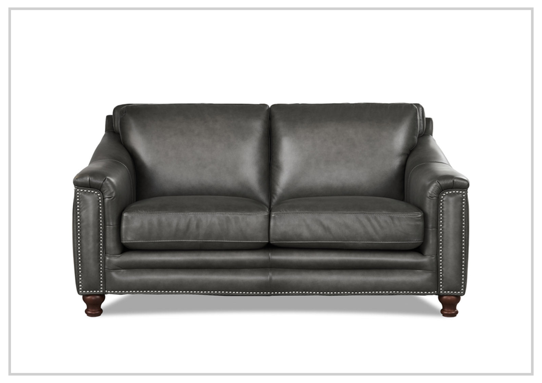 Hydeline Belfast Leather Loveseat With Nail-Head Finish