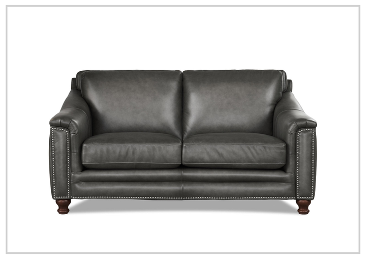 Hydeline Belfast Leather Loveseat With Nail-Head Finish