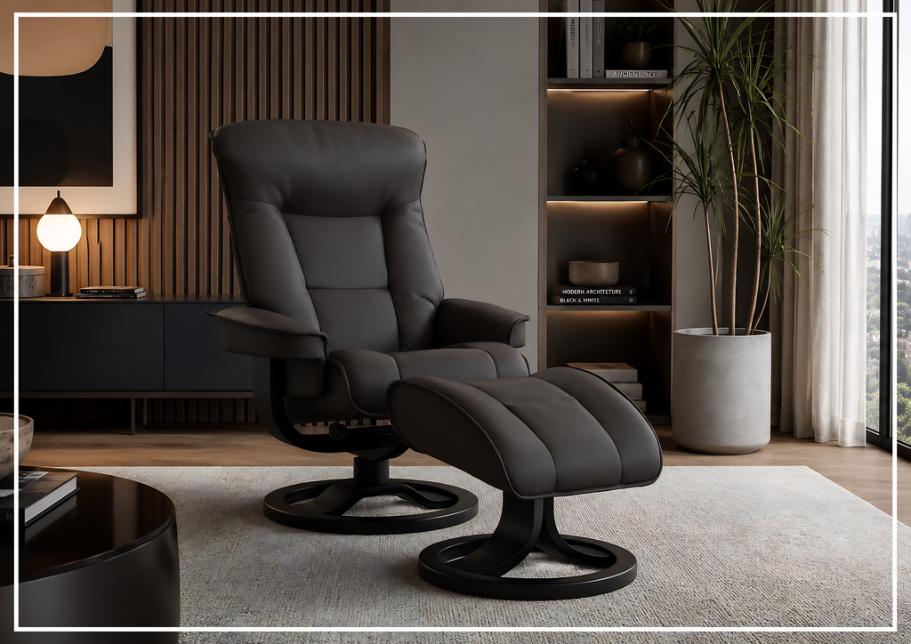Bergen R Leather Recliner Chair | Foot Stool | Fjords - Jennihome