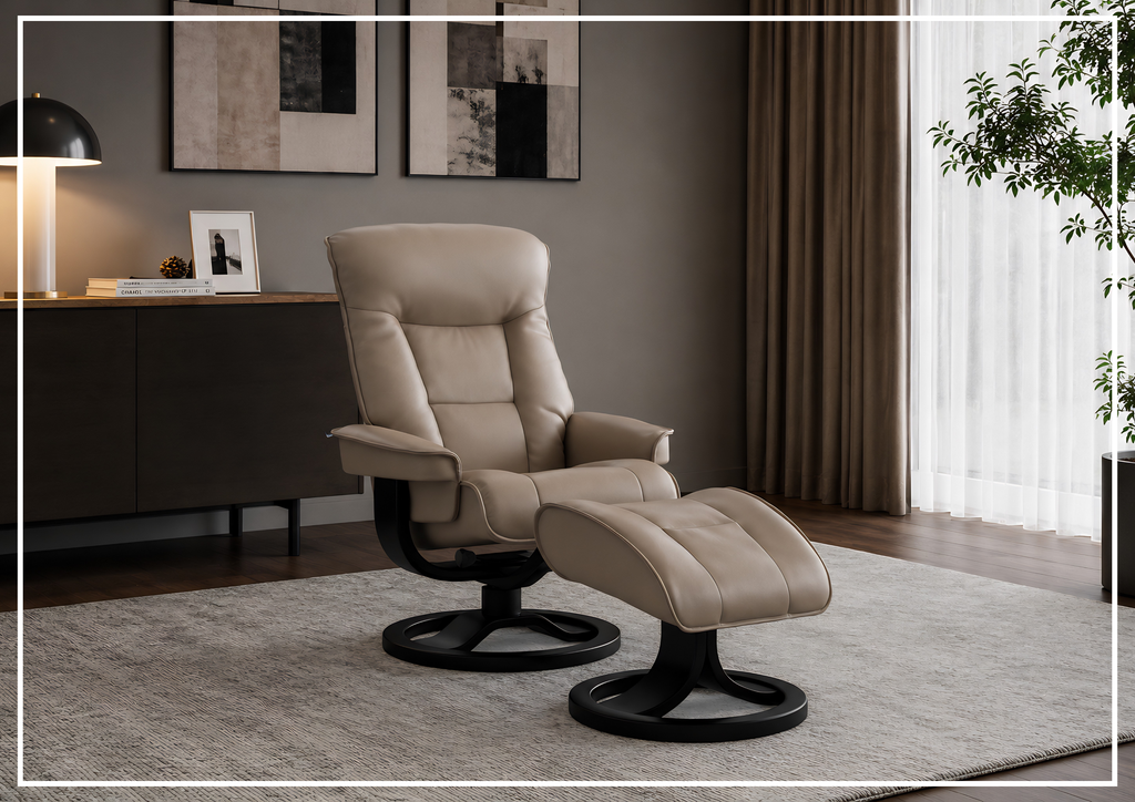 Bergen R Leather Recliner Chair | Foot Stool | Fjords - Jennihome