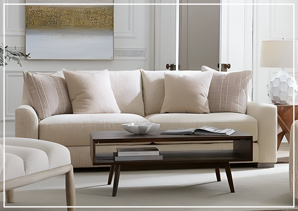 Bernhardt Gabi Fabric Sofa in Light Cream