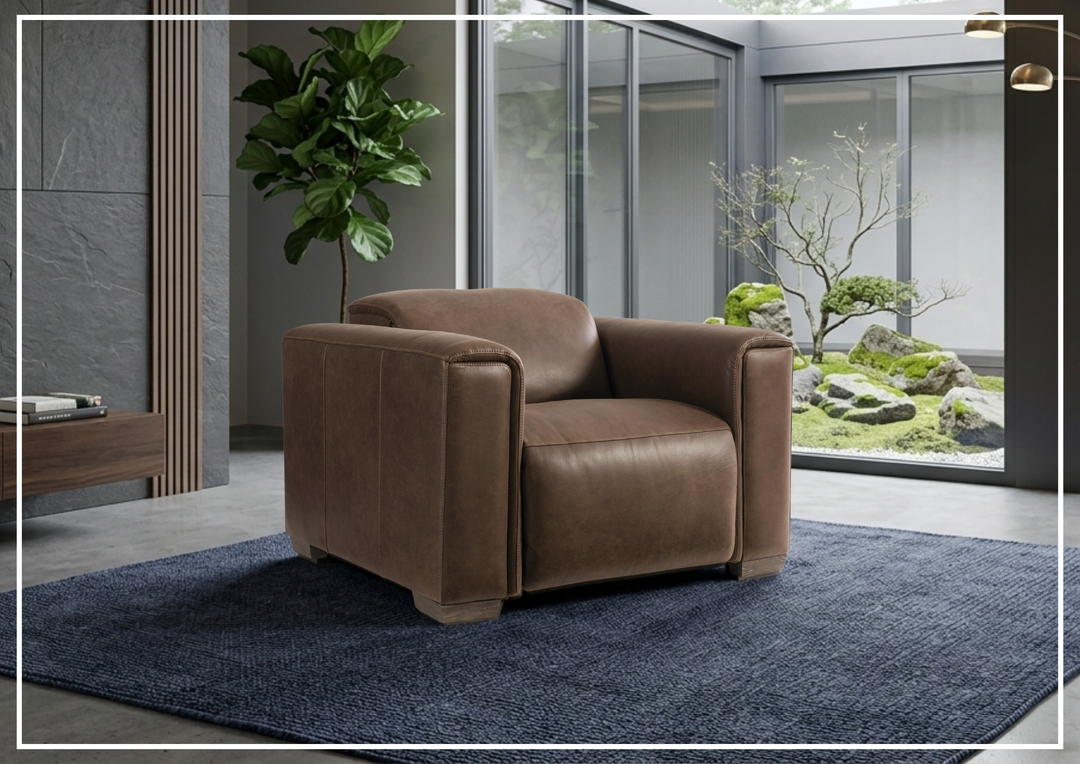 Billings Leather Power Recliner Chair | Padded Track Arms | Power Footrest | Bernhardt-Jennihome