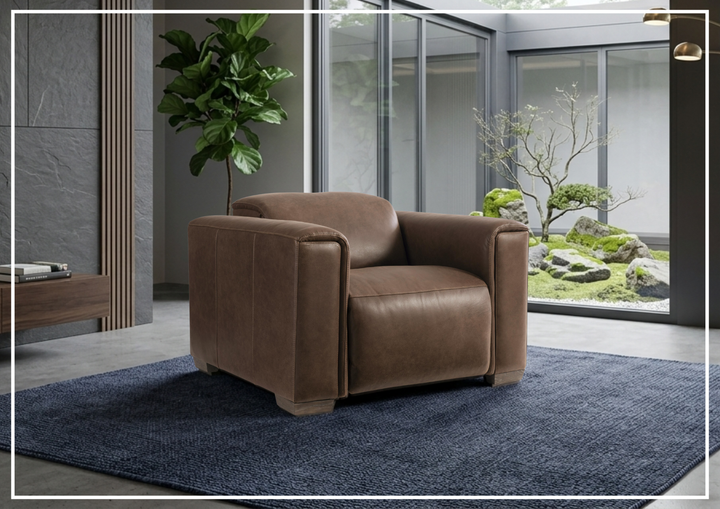 Billings Leather Power Recliner Chair | Padded Track Arms | Power Footrest | Bernhardt-Jennihome