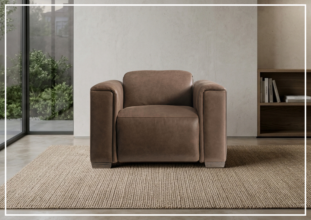 Billings Leather Power Recliner Chair | Padded Track Arms | Power Footrest | Bernhardt-Jennihome