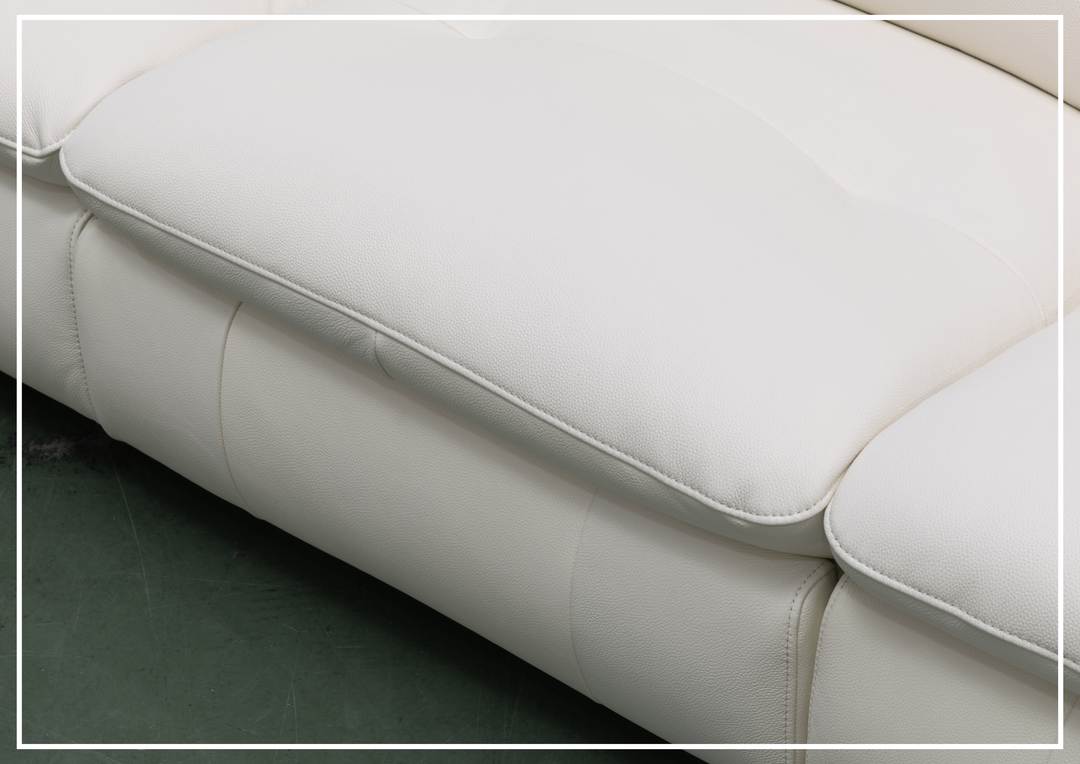 Bravello Sofa | White Leather | Double Power Reclining | Klaussner