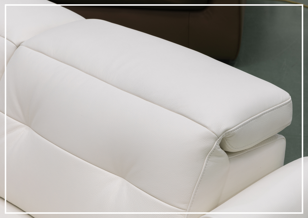 Bravello Sofa | White Leather | Double Power Reclining | Klaussner