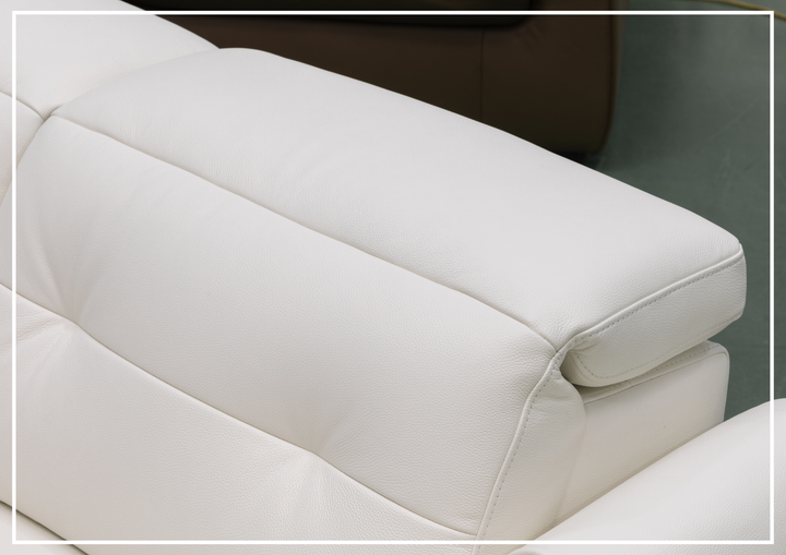 Bravello Sofa | White Leather | Double Power Reclining | Klaussner