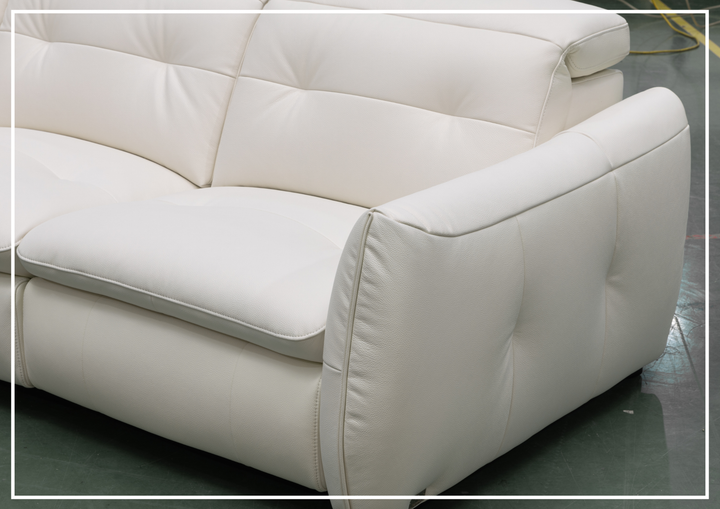 Bravello Sofa | White Leather | Double Power Reclining | Klaussner
