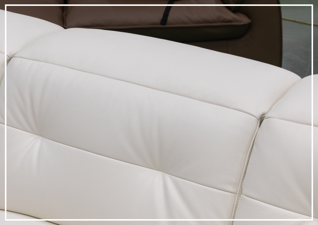 Bravello Sofa | White Leather | Double Power Reclining | Klaussner