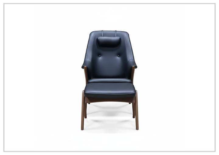 Fjords Bravo Leather Accent Chair with Head Pillow and Ottoman Set-Jennihome