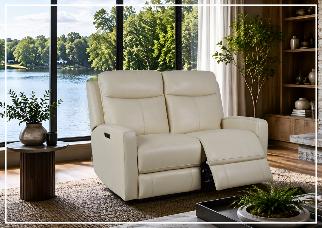 Brento Leather Match Power Reclining Loveseat | USB Charging | Klaussner