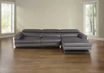 Calia Italia Romeo Leather Power Recliner Sectional Sofa in Brown